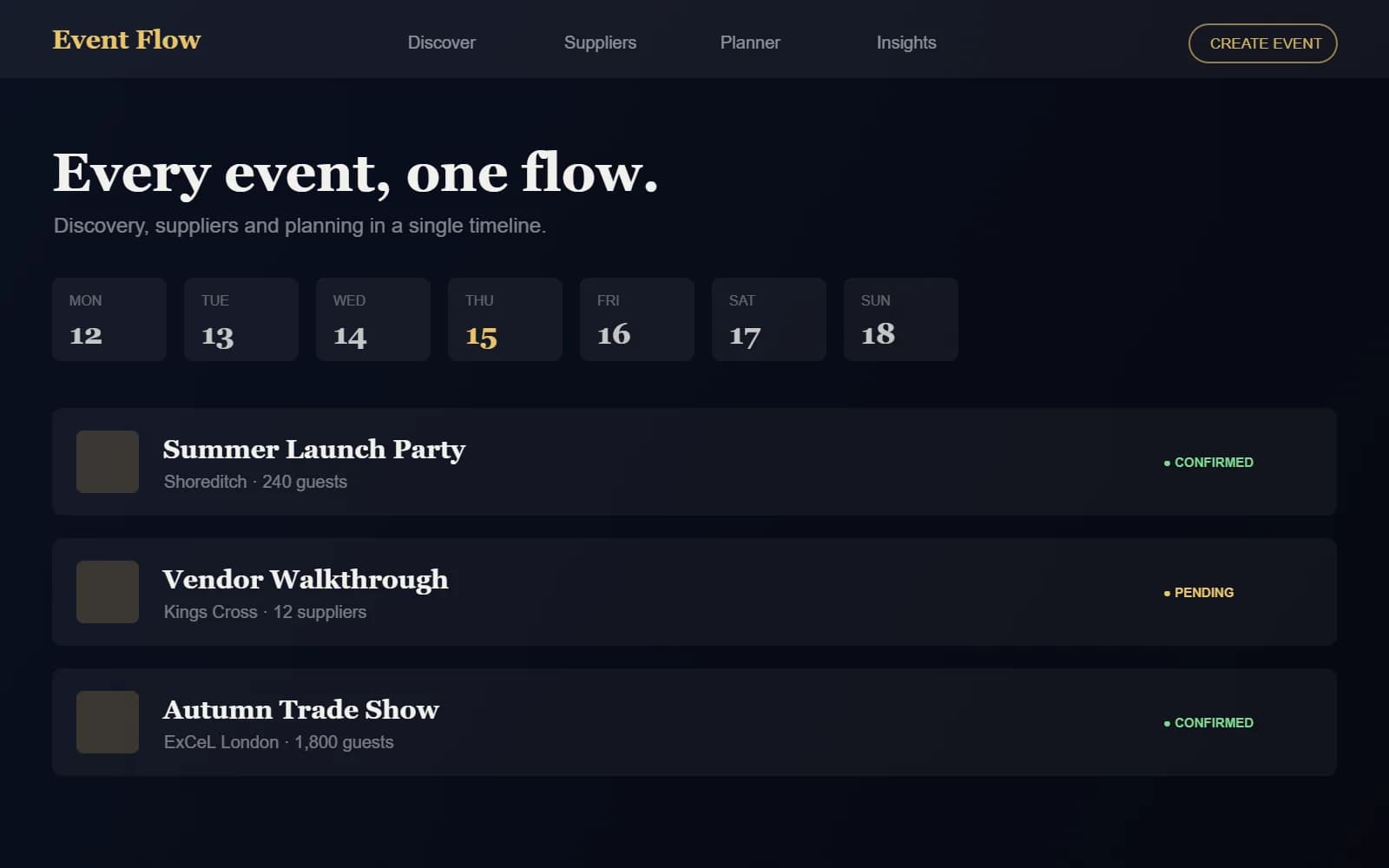 Event Flow interface preview